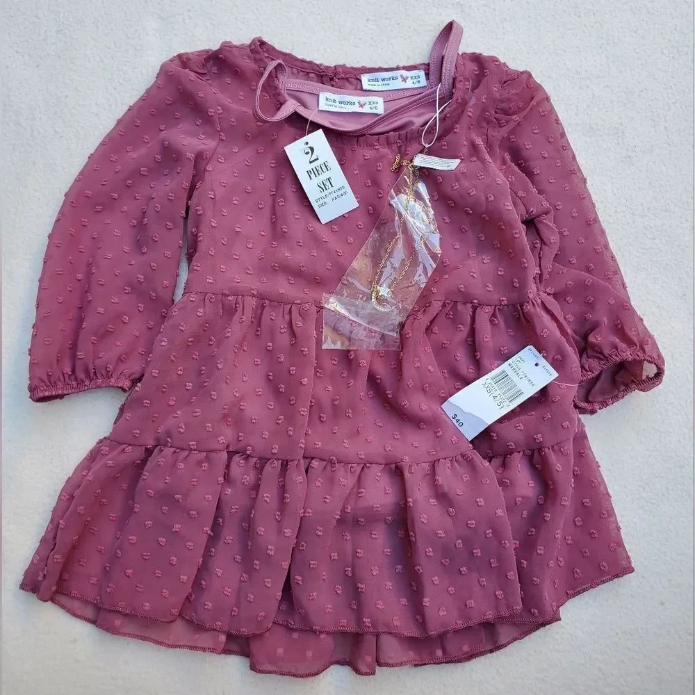 Knit Works Babydoll Top and Necklace Size XXS (4/5)
